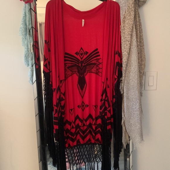 SOLD💋spell black opium beaded kimono with tassels - Picture 2 of 12